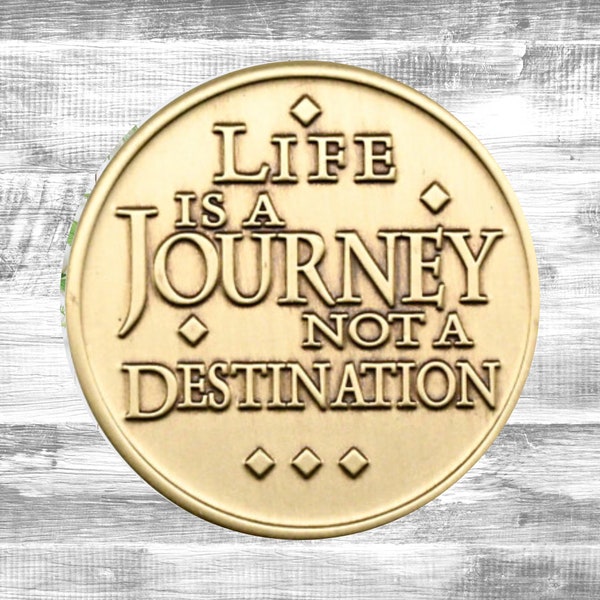 Life Is A Journey Antique Bronze Coin | Alcoholics Anonymous Medallion | AA Token Chips | Affirmation Tokens