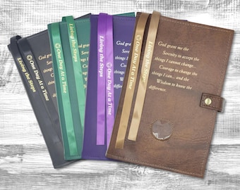 Double AA Big Book Cover & 12 Steps & 12 Traditions | By Galileo | Perfect Gift (Serenity Prayer/Coin Pocket/Black - View #7