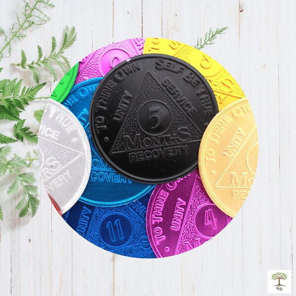 AA Aluminum Coins | Alcoholics Anonymous Recovery Medallion | Birthday Token Chips