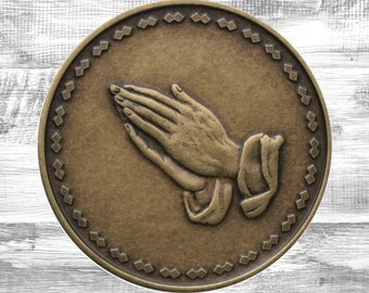 Praying Hands Bronze Coin | Alcoholics Anonymous Medallion | AA Token Chips | Affirmation Tokens