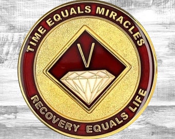 Médaillon commémoratif rouge anniversaire NA | Jetons Narcotiques Anonymes | Pièce de récupération | Cadeaux d'anniversaire NA |  Cadeaux du programme en 12 étapes