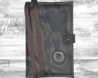 AA Genuine Leather Camo Big Book Double Book Cover w/Medallion Holder | Alcoholics Anonymous Gifts | 12-Step Program Gifts