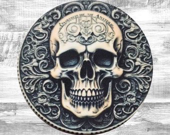 Forever Grateful I'm Not Dead Skull Medallion | Skull Poker Chip | Sobriety Affirmation Token | 12 Step Program Gifts