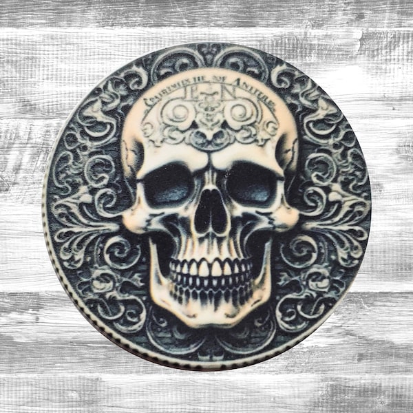 Forever Grateful I'm Not Dead Skull Medallion | Skull Poker Chip | Sobriety Affirmation Token | 12 Step Program Gifts