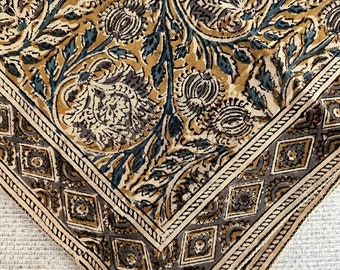Bandana - Estampado Kalamkari Lino Indigo