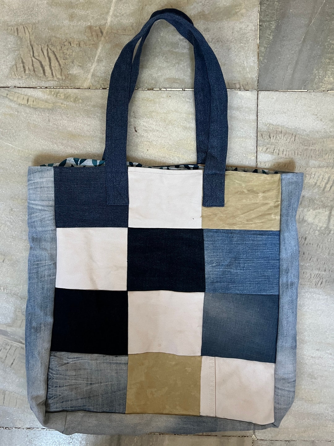 Upcycled Patch Tote - Denim With Various Fabric Combinations - Etsy