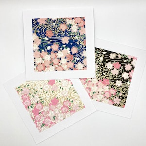 SAKURA Cards / Japanese Chiyogami Cards, high quality Japanese paper, Embossed, gold shine, floral, gift for her/him - (SAKURA Edition)