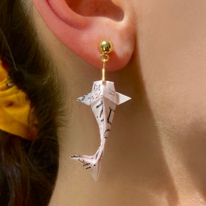 Orecchini origami in edizione limitata "Japanese Koi", placcati in oro 18 carati, resistenti all'acqua, carta coreana di alta qualità, la migliore idea regalo di compleanno