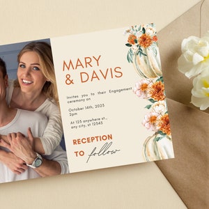 Photo Engagement Invite, Engagement Party Invite Picture Engagement Party Invitation Template, Colored Editable Engagement Invite with Photo