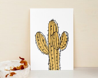 Minimalist Cactus Line Art Print, Desert Wall Decor (Digital Download)
