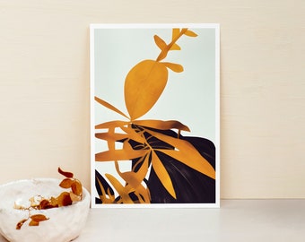 Set of 3 Botanical Prints, Leaf Wall Art, Boho Decor (Digital Download)