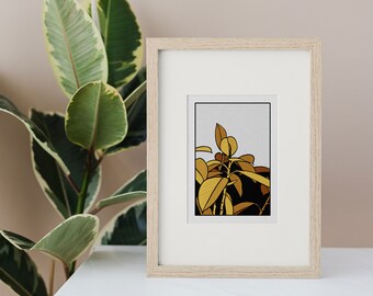 Ficus Elastica Plant Print, Boho Tropical Wall Art (Digital Download)