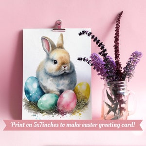 Easter Cards Printable, Happy Easter Cards, Watercolor Bunny, Easter ...