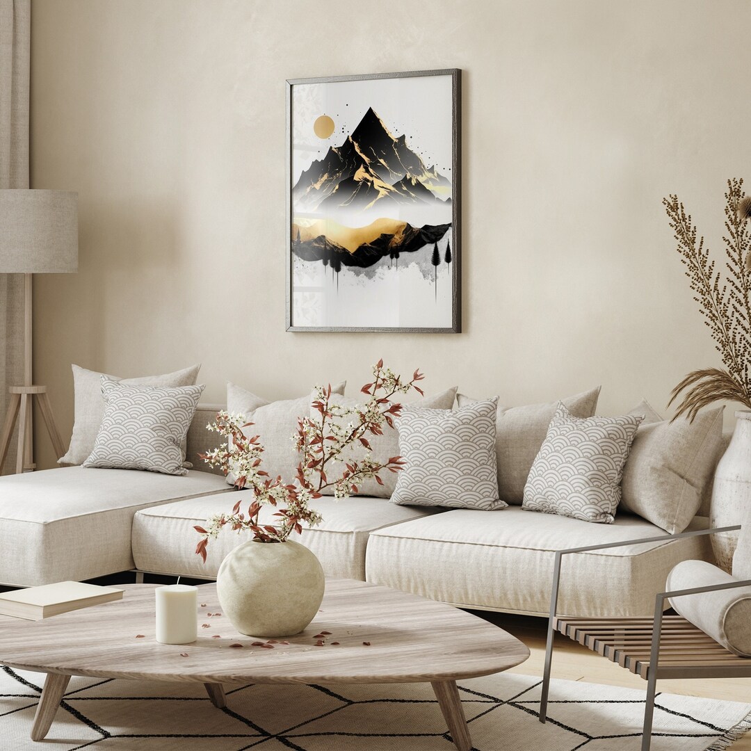 Modern Mountain Art Large Mountain Art Boho Picture Boho Etsy