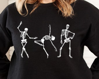 Sudadera de esqueletos bailando, temporada espeluznante, sudadera de Halloween esqueleto, sudadera de otoño