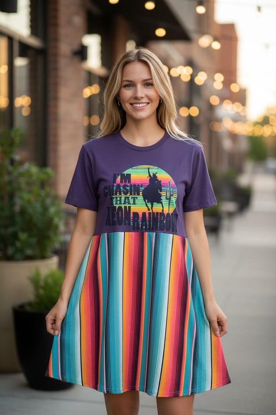 neon rainbow dress NEON rainbow cute stars" A-Line Dress for Sale by ProzixART