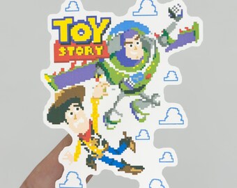 Buzz Lightyear Woody Sticker, Toy Story Stickers, Disneyland Pixar Pier, Pixelated Sticker