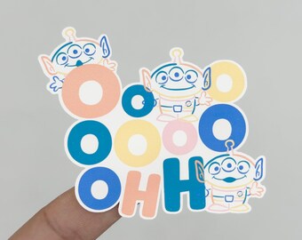 Green Alien Toy Story Sticker, Oooooohhhh Sticker, Disneyland Pixar Pier, Hollywood Studios