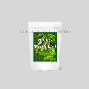Pouch Label, 420 Party, Weed Accessories, Cannabis Gifts, Weed Gifts, 420 Gift, Custom Label, Happy Birthday, Birthday Label