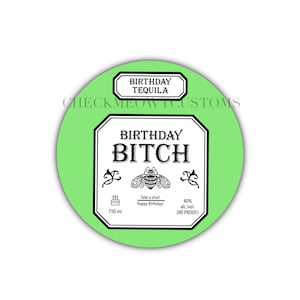 Custom Birthday Tequila Label, Jello Shot Label, Cupcake Topper, Printable Party Favors, Tequila Gifts, Cake Printable