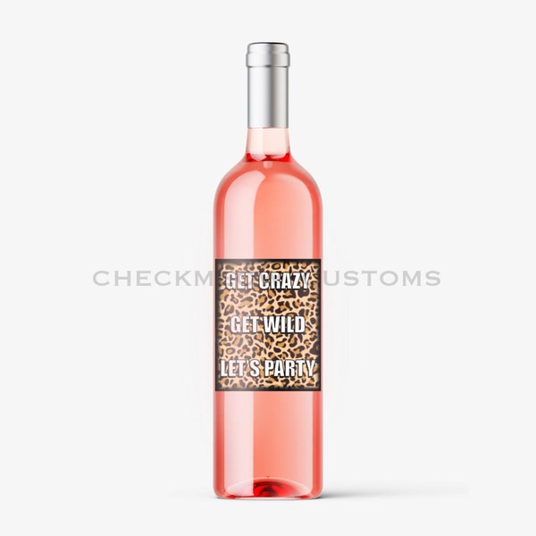 Custom Wine Label Cheetah Print Jersey Shore (Digital) Birthday Labels, Printable Gift, Alcohol Gifts, Pink, Gifts for Drinkers, Wine Lovers