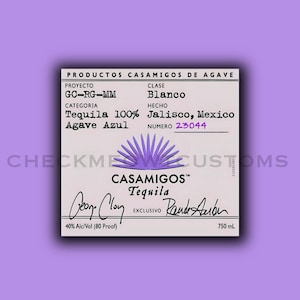 Etiqueta de botella de tequila morada personalizada, etiqueta imprimible, regalo personalizado, Casamigos, regalo de tequila, regalos para bebedores, etiqueta de botella de cumpleaños