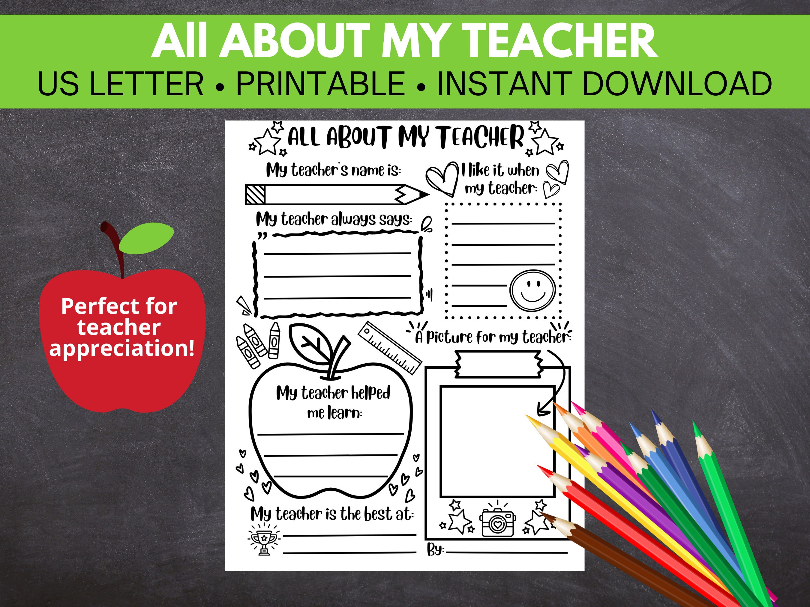 All About My Teacher, Teacher Appreciation Week, End of the Year ...