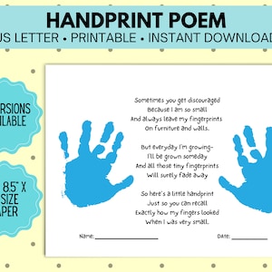 Handprint Poem Mother #39 s Day Printable Handprint Craft Card From