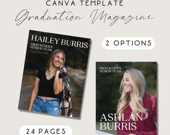 Graduation Magazine Template | Graduation Booklet | 24 Page Magazine Editable in Canva | Graduation Keepsake Design | Senior Memory Book