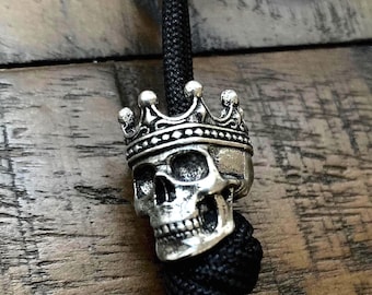 King Skull Pewter Paracord Bead - Made in USA