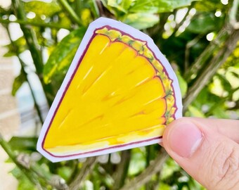 Vibrant tropical pineapple water resistant sticker.