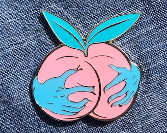 Peach Lover Enamel Pin - Original Peach Booty Grab Design by