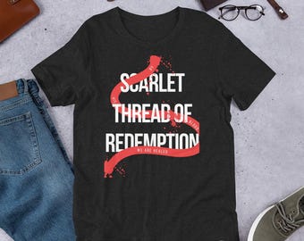 Camiseta cristiana, camiseta del Hilo Escarlata de la Redención, camiseta cristiana, camisetas religiosas, regalo cristiano, camiseta bíblica unisex