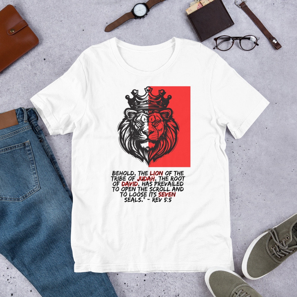 Scripture Shirt, Faith Shirt, Unisex T-Shirt, King Lion Shirt,Lion Of Judah Shirt, Christian Shirt, Bible Verse Shirt, Revelation 5:5 Shirt Detroitslions