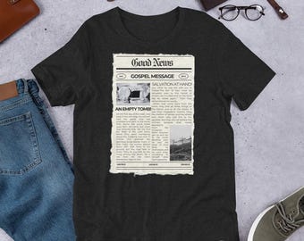 Camiseta de periódico de buenas noticias, camiseta del evangelio, camiseta de buenas noticias, camiseta de fe, camiseta religiosa, camiseta de las Escrituras, camiseta espiritual, camiseta unisex