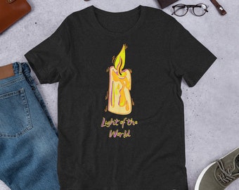 Camisa de la luz del mundo, Camisa de velas, Camisa de las Escrituras, Camisa de versículos bíblicos, Camisa cristiana, Camisa de fe, Camisa religiosa, Camiseta unisex