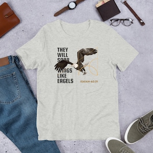 Soar On Wings Like Eagles Shirt, Minimalist Shirt, Modern Shirt, Geometric Shirt, Isaiah 40:31 Shirt, Bible Verse Shirt, Unisex t-shirt