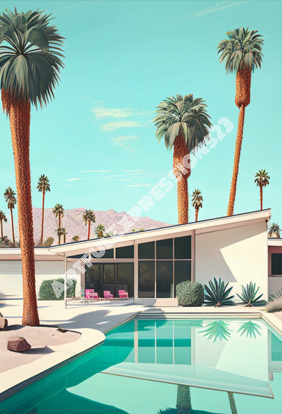 Mid Century Modern Palm Springs Print: Retro Home Decor (digital ...