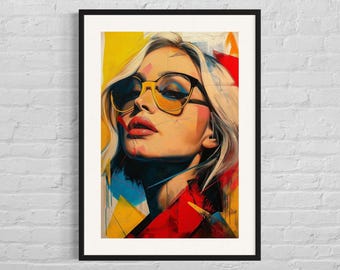 Abstract Portrait Art Print: Geometric Shapes & Vibrant Colors
