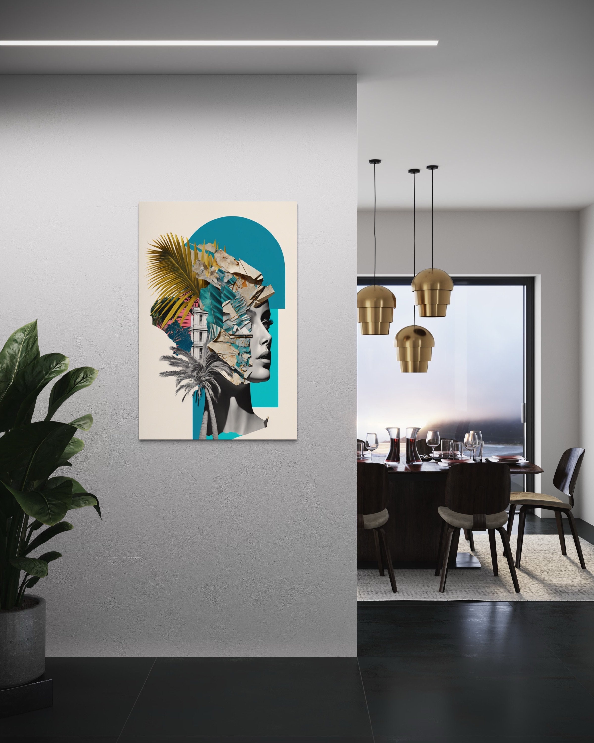 Tropical Woman Collage Art Print: Modern Abstract Canvas Wall Decor - Etsy