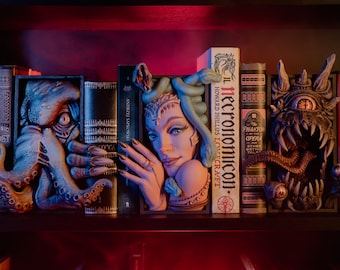 Book Nooks | Miniatures of Madness | Decorative fantasy 8" large book nooks | Color options for plastic (PLA) | Bookmarks are ABS resin