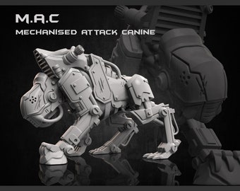 M.A.C. Mechanised Attack Dog | DieselPunk | Print Minis | 1x 28mm scale mini with 2x base choices