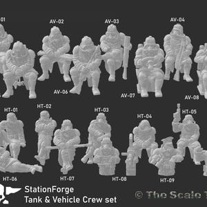GrimGuard Tank & Vehicle Crew set | StationForge | 32mm scale resin minis | Select the size of your crew, and mix and match minis as needed