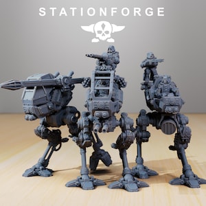 Scavenger Scout Walkers StationForge | 3x 32mm scale 3D ABS resin print minis | Choose no bases or 60mm round