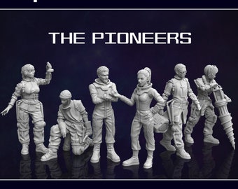 Space Pioneers (28mm) | Print Minis | 6x 28mm Models with custom bases | Choose models and / or bases | Sci-Fi RPG RPG Characters Objectives