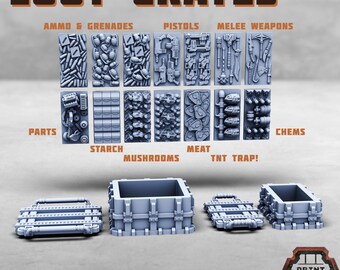 Loot Crates | Print Minis | 2x double and 4x single size loot crates, 8x risers and 14 content tiles | Mix and match your loot objectives