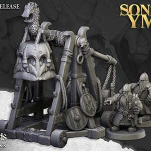 Sons of Ymir - 4x Old Siege Engines | Highland Miniatures | 15x Crew, 2x Catapults, 2x Ballista | Choose 32mm / 28mm scale