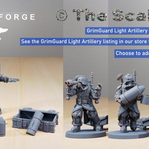 GrimGuard Light Artillery - Crew and Accessories only - no cannons | StationForge | 4x 32mm scale crew minis and bits | Choose crew bases