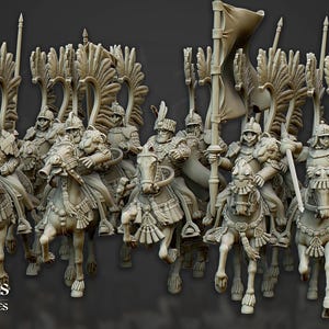 Winged Hussars on Horseback - 10x unique chars & 10x (2x 5) horses | Highland Minis | Choose 32mm (OG) or 30mm scale | Choose base option