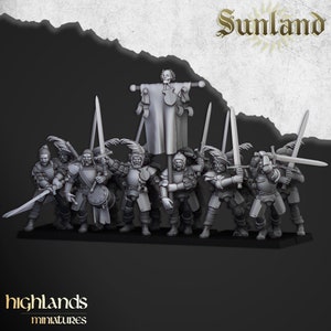 Sunland Empire | 33x Landknechts plus 3x command (Captain, bannerman, musician) | Highland Miniatures | 32 resin 3D print mini